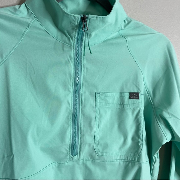 L.L. Bean Size Small 1/4 Zip High Collar Mint Green Wind Sun Breaker Vented Top - Picture 2 of 6